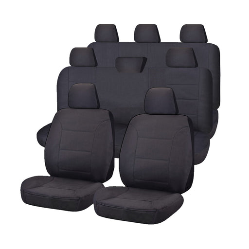 Seat Covers for TOYOTA LANDCRUISER 200 SERIES GXL - 60TH ANNIVERSARY VDJ200R-UZJ200R-URJ202R 11/2008 - ON 4X4 SUV/WAGON 8 SEATERS FMR CHARCOAL CHALLENGER - Outbackers