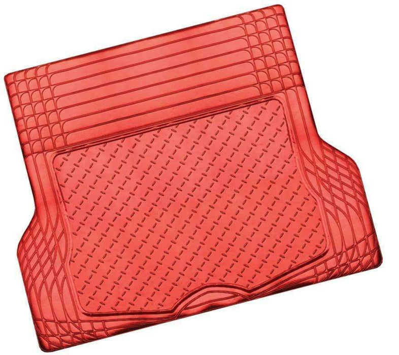 ALUMINIUM LOOK 1-Piece Boot Mat - RED [Rubber/Aluminium Look] - Outbackers