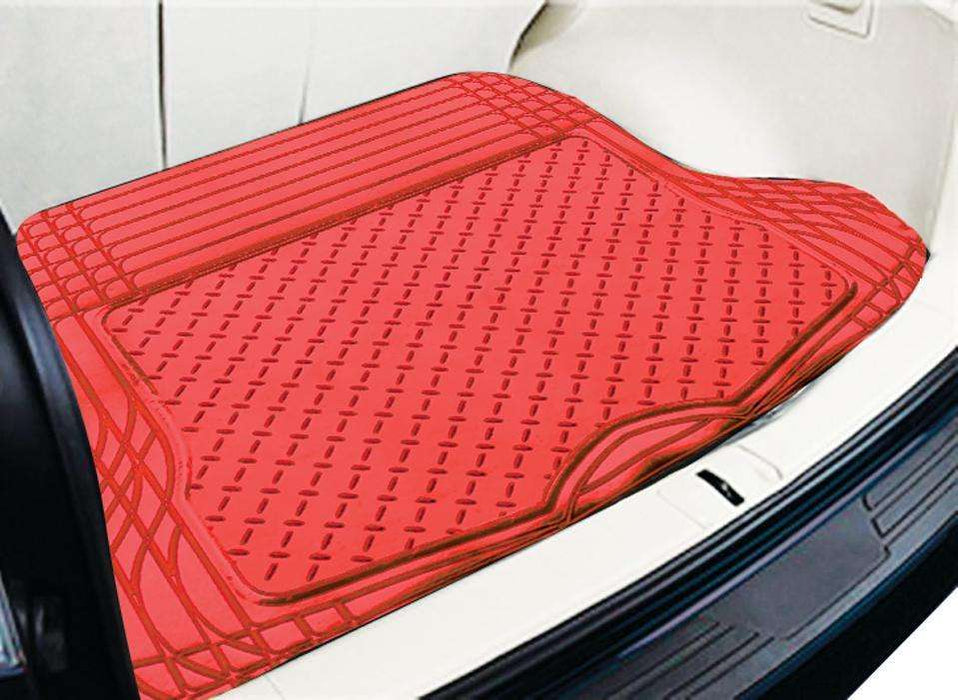 ALUMINIUM LOOK 1-Piece Boot Mat - RED [Rubber/Aluminium Look] - Outbackers