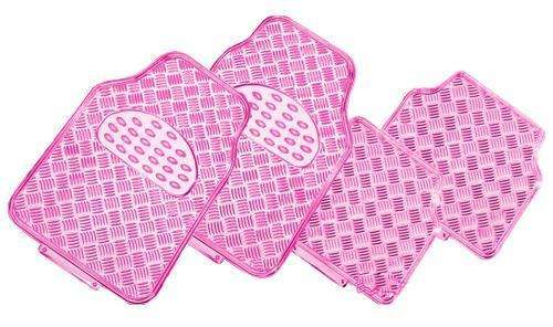 VENOM 4-Piece Car Mat - PINK [Rubber/Aluminium Look] - Outbackers