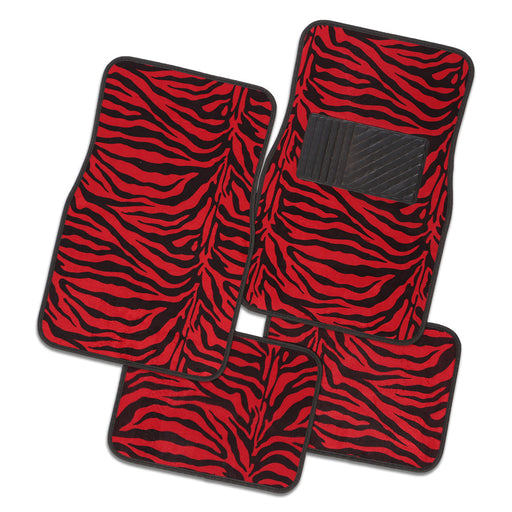 Wild Zebra 4-Piece Car Mat - Red - Outbackers