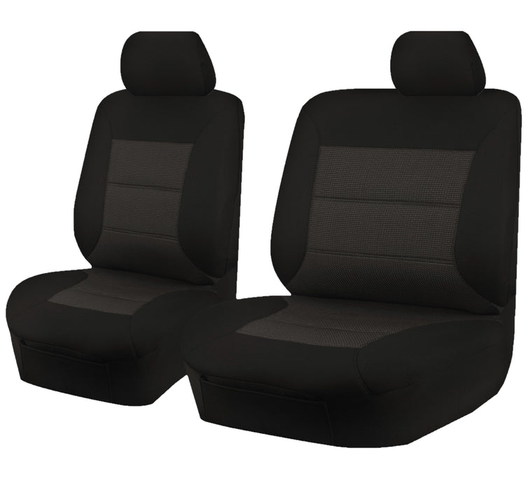 Seat Covers for TOYOTA LANDCRUISER 60.70.80 SERIES HZJ-HDJ-FZJ 1981 - 2010 TROOP CARRIER 4X4 SINGLE CAB CHASSIS FRONT BUCKET + _ BENCH BLACK PREMIUM - Outbackers