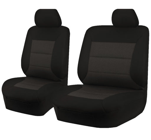 Seat Covers for TOYOTA LANDCRUISER 70 SERIES VDJ 05/2007 - ON SINGLE / DUAL CAB FRONT BUCKET + _ BENCH BLACK PREMIUM - Outbackers