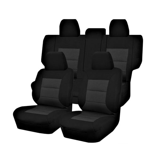 Seat Covers for MITSUBISHI PAJERO NS.NT.NW.NX SERIES 11/2006 - ON LWB 4X4 SUV/WAGON 7 SEATERS FM BLACK PREMIUM - Outbackers