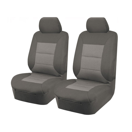 Seat Covers for MITSUBISHI TRITON MQ SERIES 01/2015 - ON DUAL / CLUB CAB UTILITY FRONT 2X BUCKETS GREY PREMIUM - Outbackers