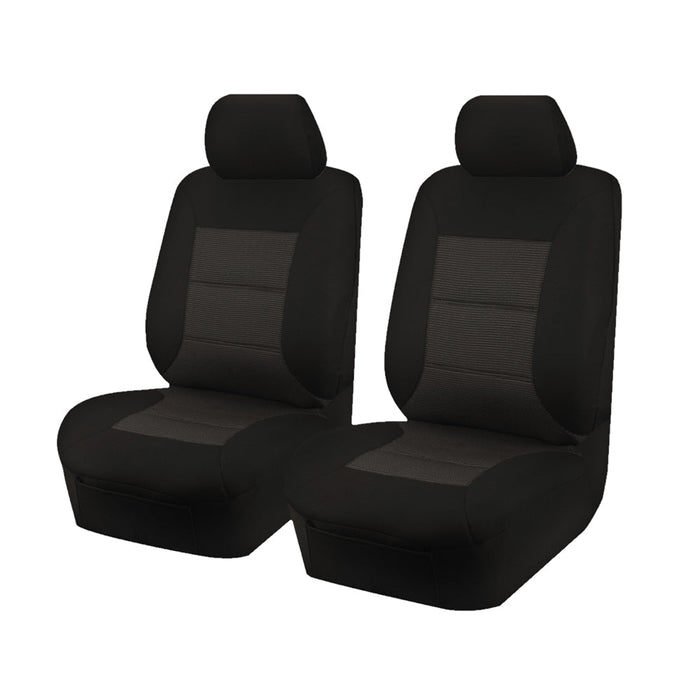 Seat Covers for MITSUBISHI TRITON MQ SERIES 01/2015 - ON SINGLE CAB CHASSIS FRONT 2X BUCKETS BLACK PREMIUM - Outbackers