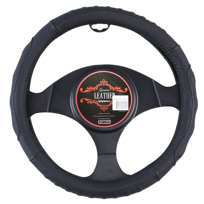 Kentucky Steering Wheel Cover - Black [Leather] - Outbackers