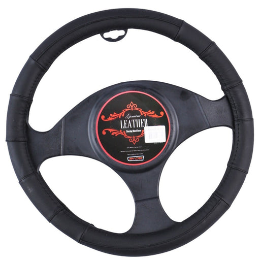 Memphis Steering Wheel Cover - Black [Leather] - Outbackers