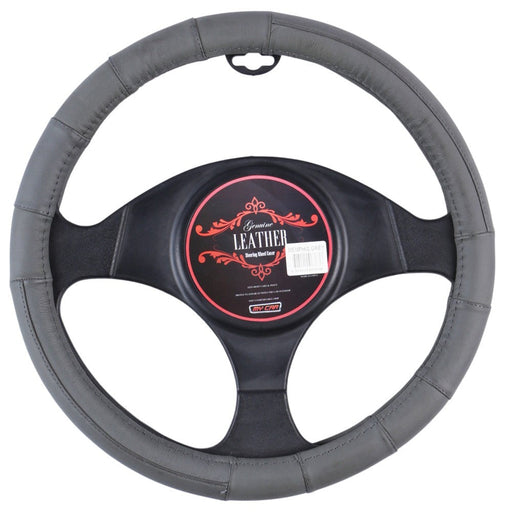 Memphis Steering Wheel Cover - Grey [Leather] - Outbackers