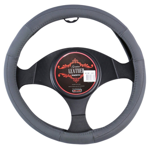 Miami Steering Wheel Cover - Grey [Leather] - Outbackers