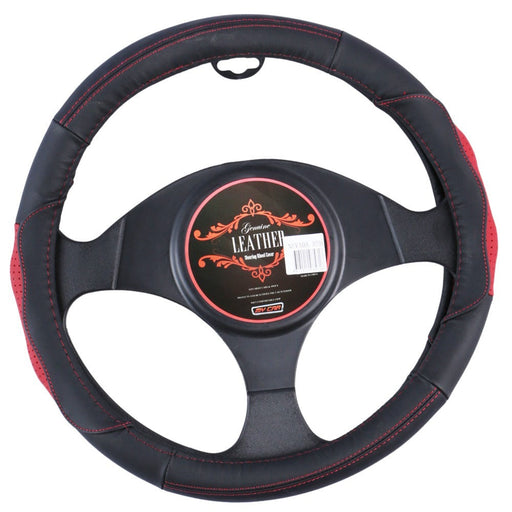 Nevada Steering Wheel Cover - Black/Red [Leather] - Outbackers