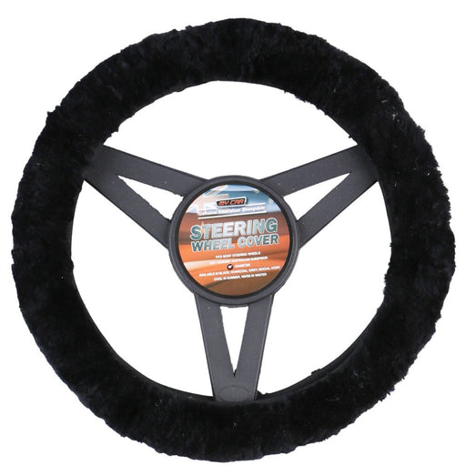 Sheepskin Steering Wheel Cover Luxury - Black - Outbackers