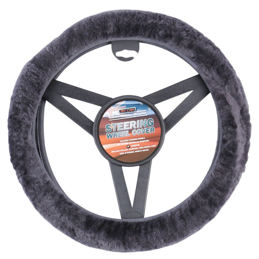 Sheepskin Steering Wheel Cover Luxury - Charcoal - Outbackers