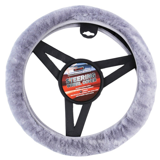 Sheepskin Steering Wheel Cover Luxury - Grey - Outbackers