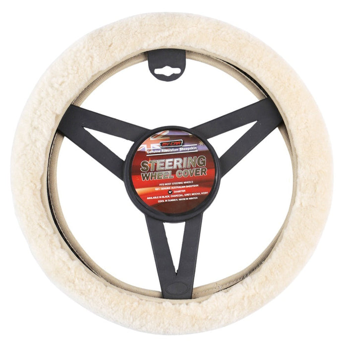 Sheepskin Steering Wheel Cover Luxury - Ivory - Outbackers