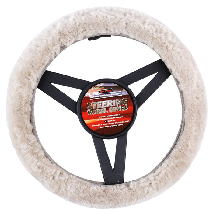 Sheepskin Steering Wheel Cover Luxury - Mocha - Outbackers