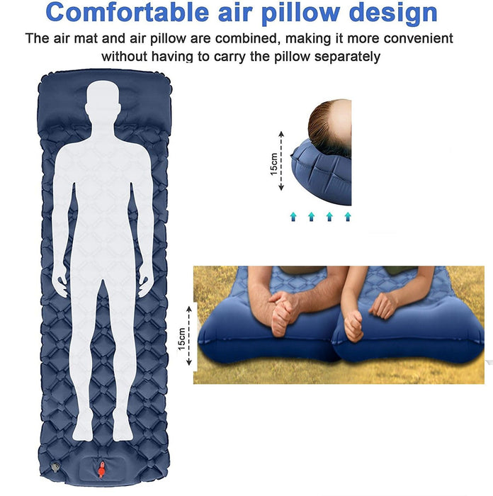 Ultralight Inflatable Camping Sleeping Pad with Pillow for Travelling and Hiking - Outbackers