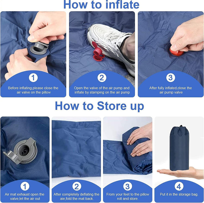 Ultralight Inflatable Camping Sleeping Pad with Pillow for Travelling and Hiking - Outbackers