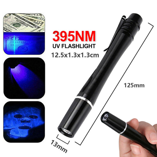 Mini UV 395nm Inspection Pen Torch Ultra Violet Flashlight Pocket Lamp Fluoresce - Outbackers