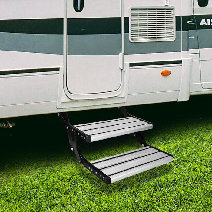 Aluminium Double Caravan Step Pull Out Folding Steps For Road RV Camper Trailer - Outbackers