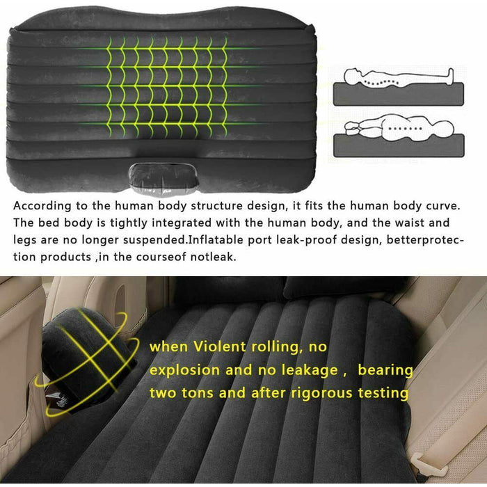 Inflatable Car Back Seat Mattress Portable Camping Travel Air Bed - Outbackers