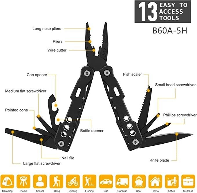 Multi Tool Mini Camping Survival Folding Screwdriver 13 in one Pliers Pocket AU - Outbackers