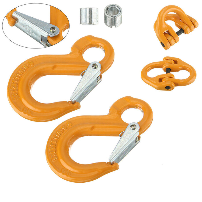 2X 8mm Eye Sling Hook + Hammer Lock Safety Chain Caravan Trailer Connecting Extend - Outbackers