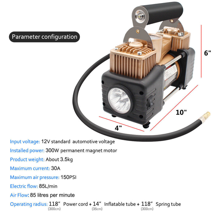 12V Car Air Compressor Tyre Deflator Inflator Auto Portable 4WD Truck Tire Pump - Outbackers