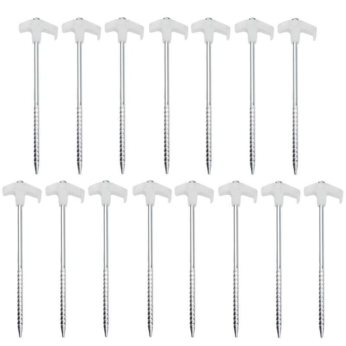 15PCS/set Tent Pegs Heavy Duty Screw Steel In Ground Camping Stakes Outdoor Nail - Outbackers