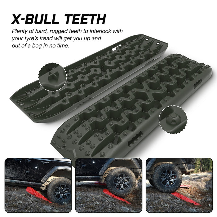 X-BULL 4X4 Recovery Tracks Boards 4WD 10T 4PCS Offroad Vehicle Sand Mud Gen3.0 Olive - Outbackers