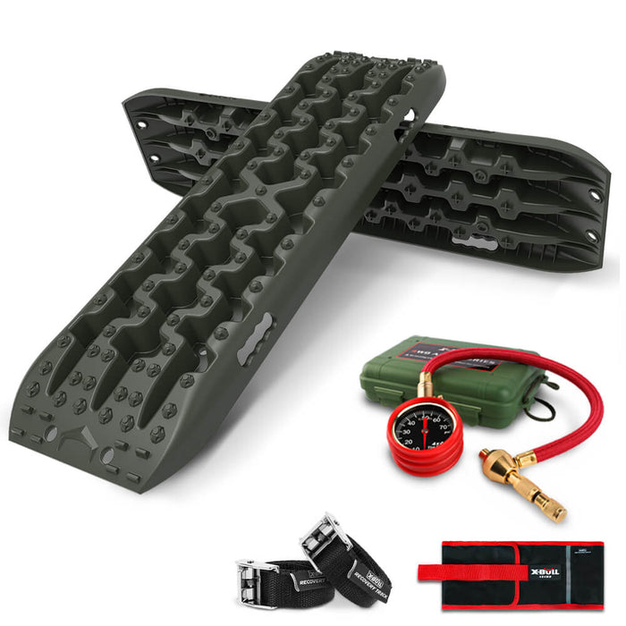 X-BULL 4x4 Recovery Tracks Boards Sand Truck Mud 4WD Gen3.0 Green/ Tyre Tire Deflator - Outbackers