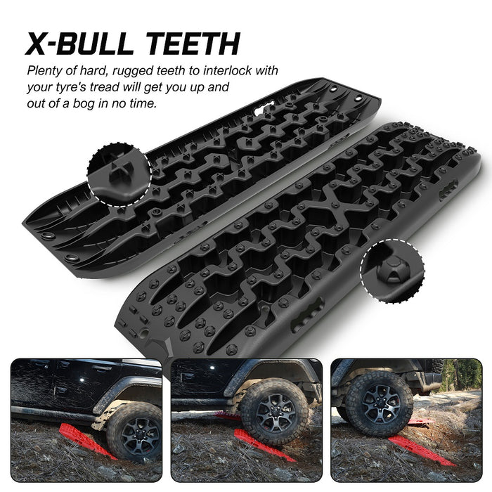 X-BULL Recovery Tracks Boards Sand Truck Mud 4WD 4x4 Gen3.0 Black/ Tyre Tire Deflator - Outbackers