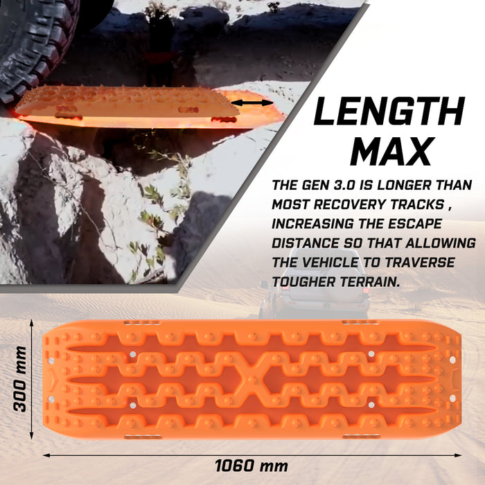 X-BULL 2PCS Recovery Tracks Snow Mud 4WD With Carry bag 4PC mounting bolts Orange - Outbackers