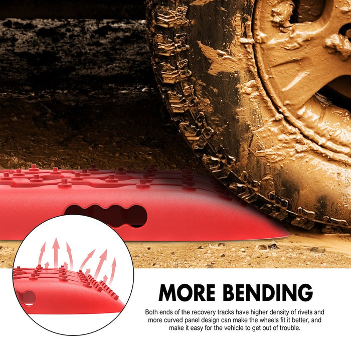 X-BULL Recovery tracks 10T 2 Pairs/ Sand tracks/ Mud tracks/  Mounting Bolts Pins Gen 2.0 -Red - Outbackers