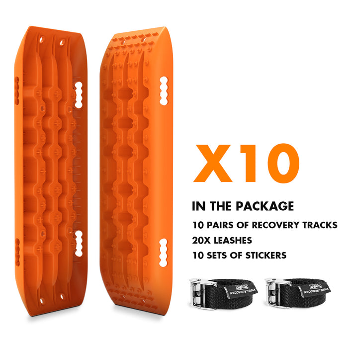 X-BULL 10 Pairs of Recovery tracks Boards Traction 10T Sand tracks/ Mud /Snow Gen 2.0 Orange - Outbackers