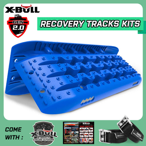 X-BULL KIT1 Recovery track Board Traction Sand trucks strap mounting 4x4 Sand Snow Car BLUE - Outbackers