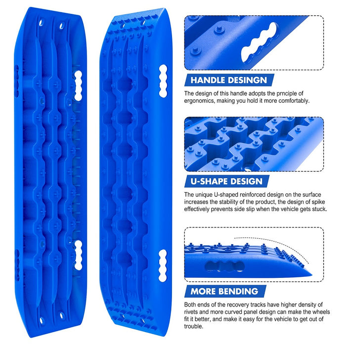 X-BULL KIT1 Recovery track Board Traction Sand trucks strap mounting 4x4 Sand Snow Car BLUE - Outbackers