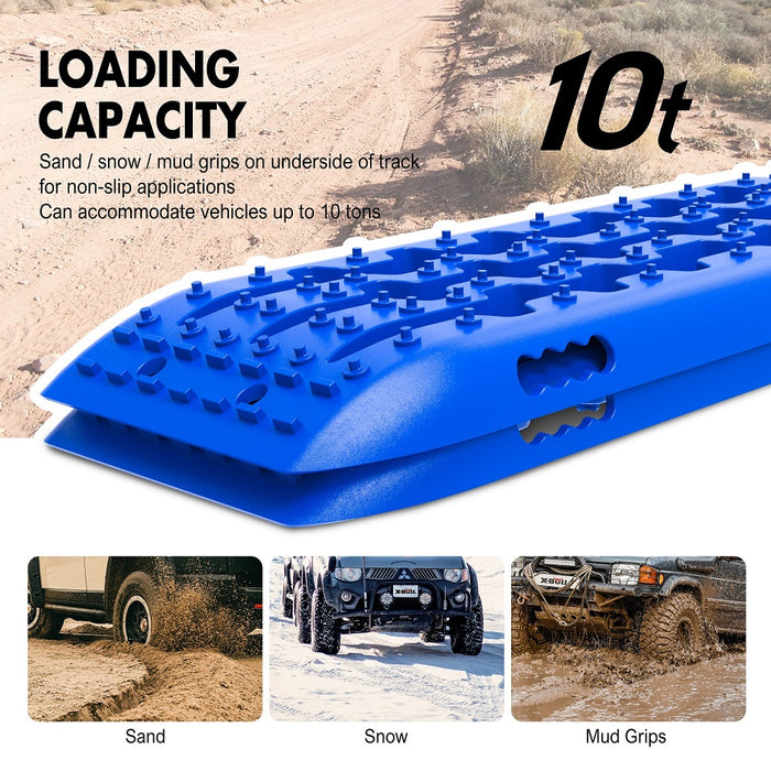 X-BULL 4X4 Recovery tracks 10T 2 Pairs/ Sand tracks/ Mud tracks/  Mounting Bolts Pins Gen 2.0 -Blue - Outbackers