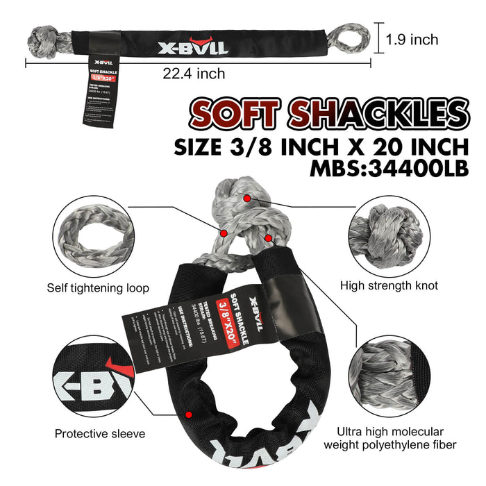 X-BULL Recovery Kit Kinetic Recovery Rope With Hitch Receiver 5T Recovery Receiver - Outbackers