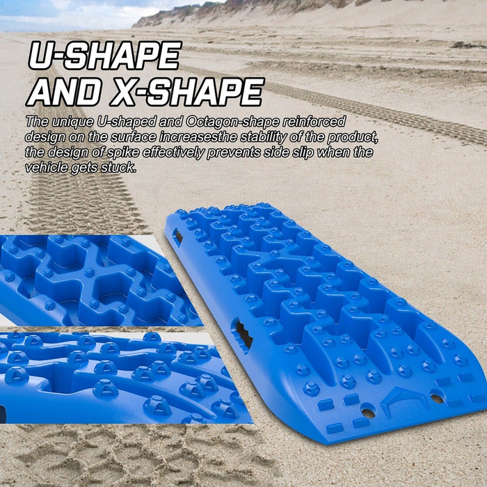 X-BULL Recovery tracks Boards 10T 2 Pairs Sand Mud Snow With Mounting Bolts pins Blue - Outbackers