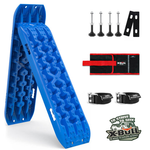 X-BULL 2PCS Recovery Boards Tracks Snow Tracks Mud tracks 4WD With 4PC mounting bolts Blue - Outbackers