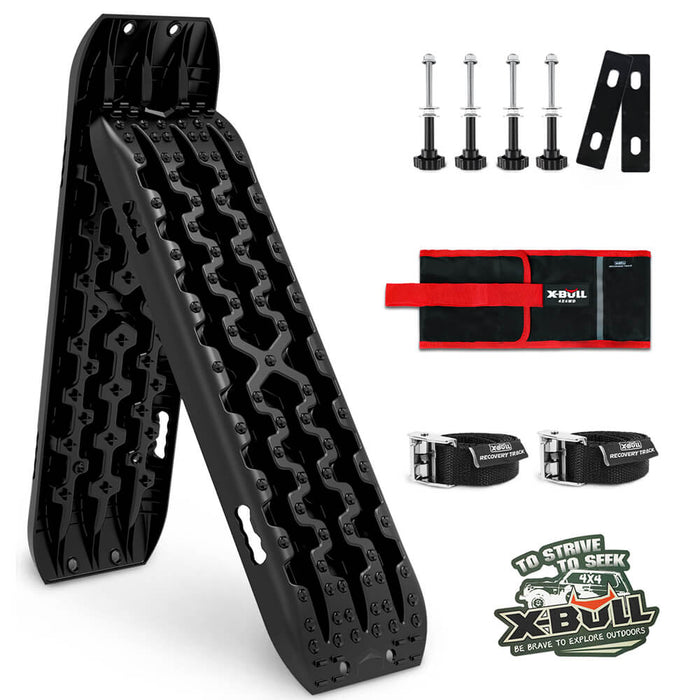 X-BULL 2PCS Recovery Tracks Boards Snow Tracks Mud tracks 4WD With 4PC mounting bolts Black - Outbackers