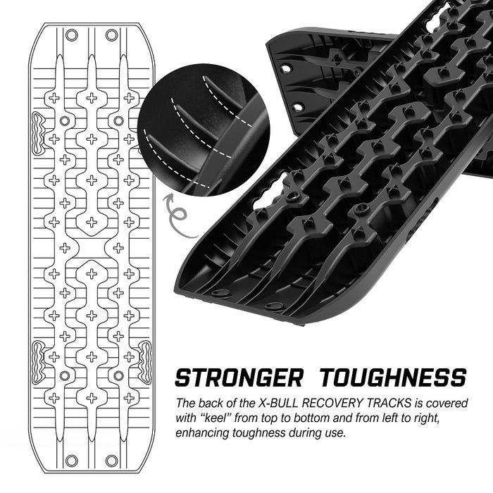 X-BULL 2PCS Recovery Tracks Boards Snow Tracks Mud tracks 4WD With 4PC mounting bolts Black - Outbackers