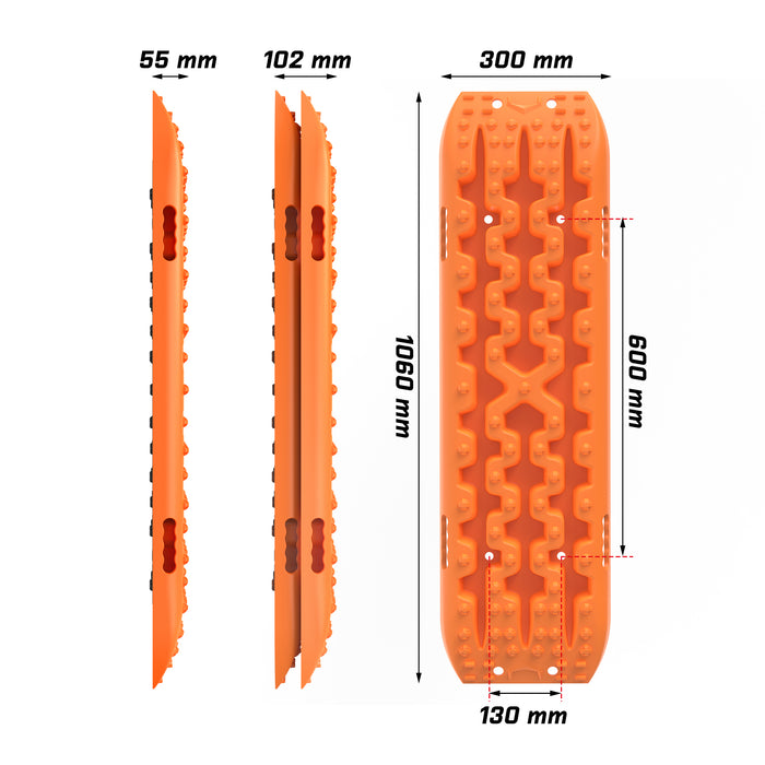 X-BULL 2PCS Recovery Tracks Snow Tracks Mud tracks 4WD With 4PC mounting bolts Orange - Outbackers