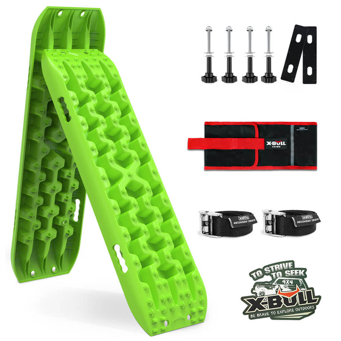 X-BULL 2PCS Recovery Tracks Snow Tracks Mud tracks 4WD With 4PC mounting bolts Green - Outbackers