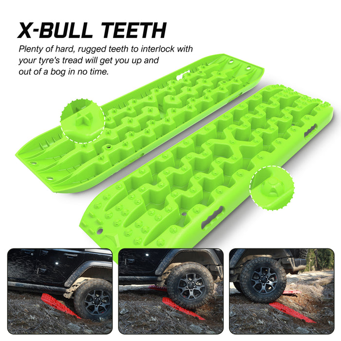 X-BULL 2PCS Recovery Tracks Snow Tracks Mud tracks 4WD With 4PC mounting bolts Green - Outbackers