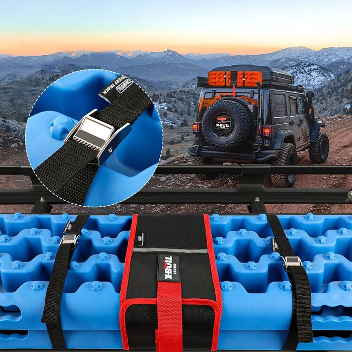 X-BULL KIT2 Recovery tracks kit Board Traction Sand trucks strap mounting 4x4 Sand Snow Car blue 6pcs - Outbackers