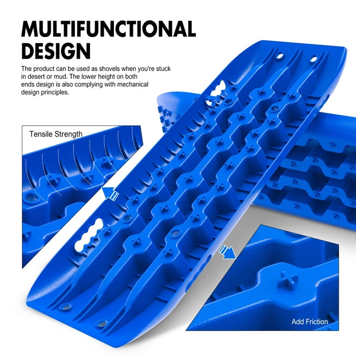 X-BULL KIT2 Recovery tracks kit Board Traction Sand trucks strap mounting 4x4 Sand Snow Car blue 6pcs - Outbackers