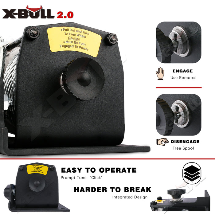 X-BULL Electric Winch 3000LBS 12V Steel Cable Wireless Remote ATV UTV 4WD BOAT 20 Units - Outbackers