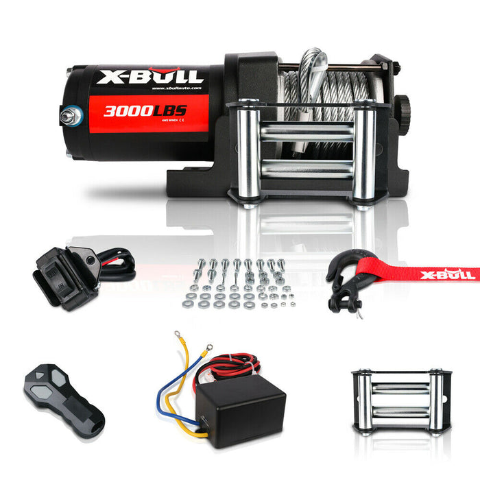 X-BULL Electric Winch 3000lbs/1360kg Wireless 12V Steel Cable ATV 4WD BOAT 4X4 - Outbackers